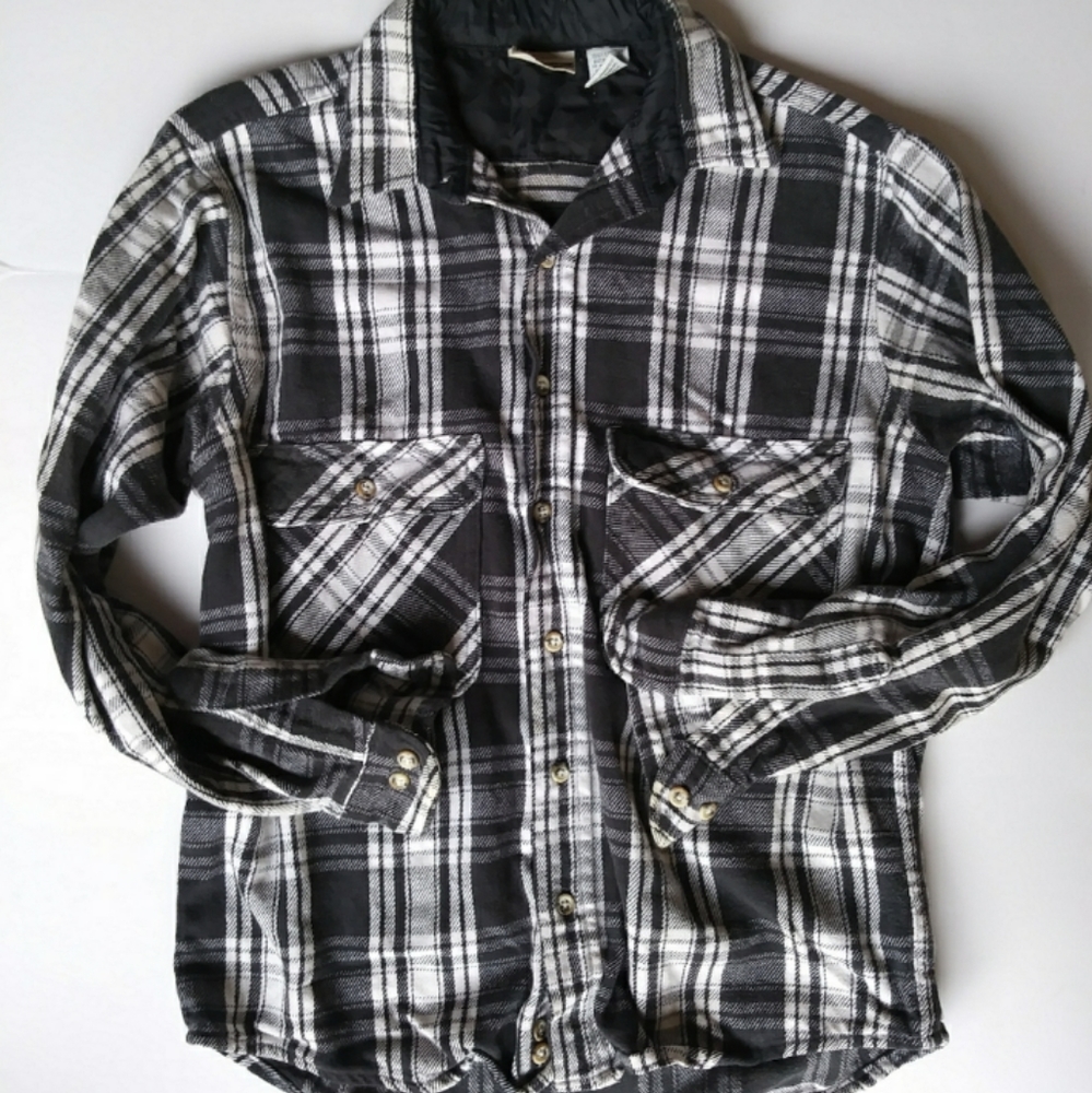 Vintage Black Plaid Thick Long Sleeve - Picture 1 of 9